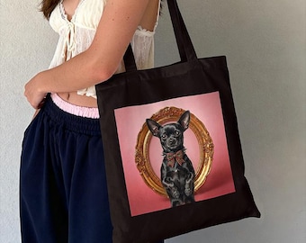 Nowoczesna ilustracja czarnego chihuahua do pobrania w wersji cyfrowej na sezonowe projekty odzieżowe i rzemieślnicze