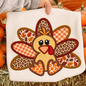 THANKSGIVING TURKEY PNG | Leopard fall graphic | Patchwork autumn art