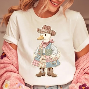 Patchwork Western Duck PNG, Cowgirl Farmhouse Graphic (Digitale download)