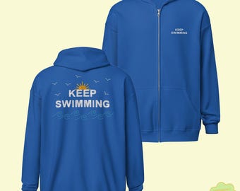 Keep Swimming 2D-hoodie met rits, uniseks