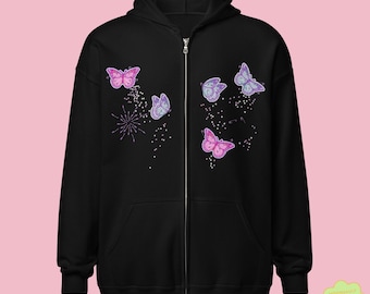 Butterfly uniseks 2D-hoodie met rits