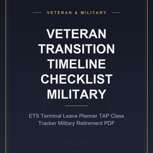 Lista de verificación del cronograma de transición para veteranos Guía de transición militar / Planificador de licencia terminal ETS Rastreador de clases TAP Jubilación militar PDF