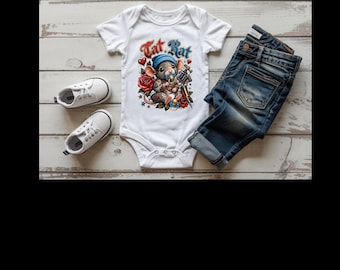 Tat-babyrompertje | Tattoo Shop rompertje voor baby's | Kleurrijke outfit in traditionele tattoo-stijl | Familiecadeau tatoeëerder