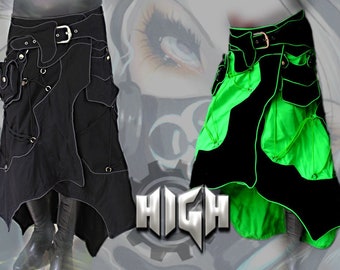 Jupe artisanale - cyber cybergoth cyberpunk steampunk vêtements psypunk