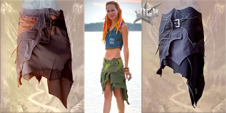 asymmetrische apocalyptische Cyber Pixie Gypsy Fairy Tribal Festival Burning Man Playa outfit lot's van zakken Kleding Dameskleding Rokken Amazon rok 