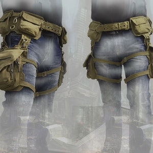 Protector Belt ~ double cargo pocket apocalyptic festival burning man thigh waist belt bag - unisex