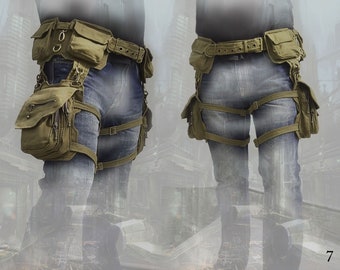 Protector Belt ~ double cargo pocket apocalyptic festival burning man thigh waist belt bag - unisex