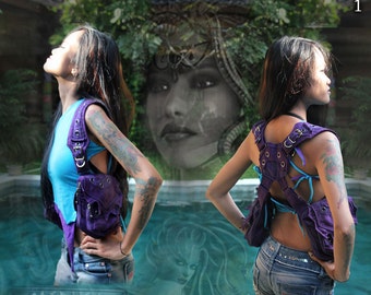 Chaleco tipo bandolera con diseño de Medusa, ideal para festivales, para chicas y mujeres.