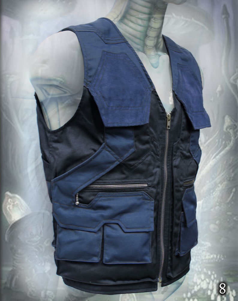 Tectonic Vest men utility multipocket tactical travel cargo adventure vest 8. Black - Navy