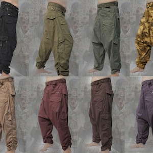 Nizari Pants ~ cargo pocket goa tribal festival baggy aladdin harem trousers