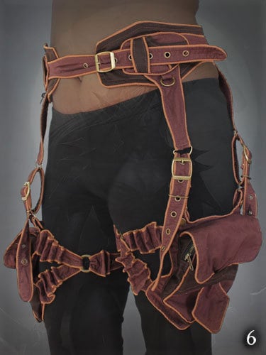 steampunk garter belt Leg Harness Leather Garter with Double Ring Trigger Clasp Punk Gothic  Steampunk main image 1