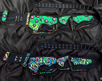 UV neon Belt ~ fluorescent active psy party goa psytrance psychedelic festival pocket festival waist bag belt