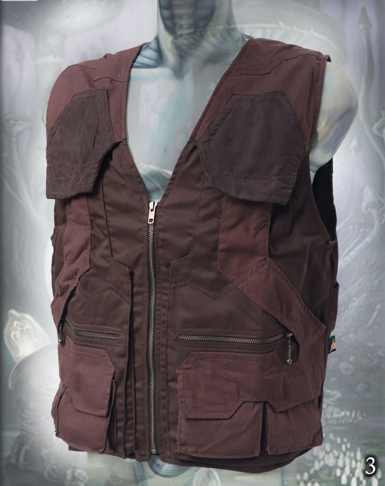 Tectonic Vest men utility multipocket tactical travel cargo adventure vest 3 dark Brown - Brown