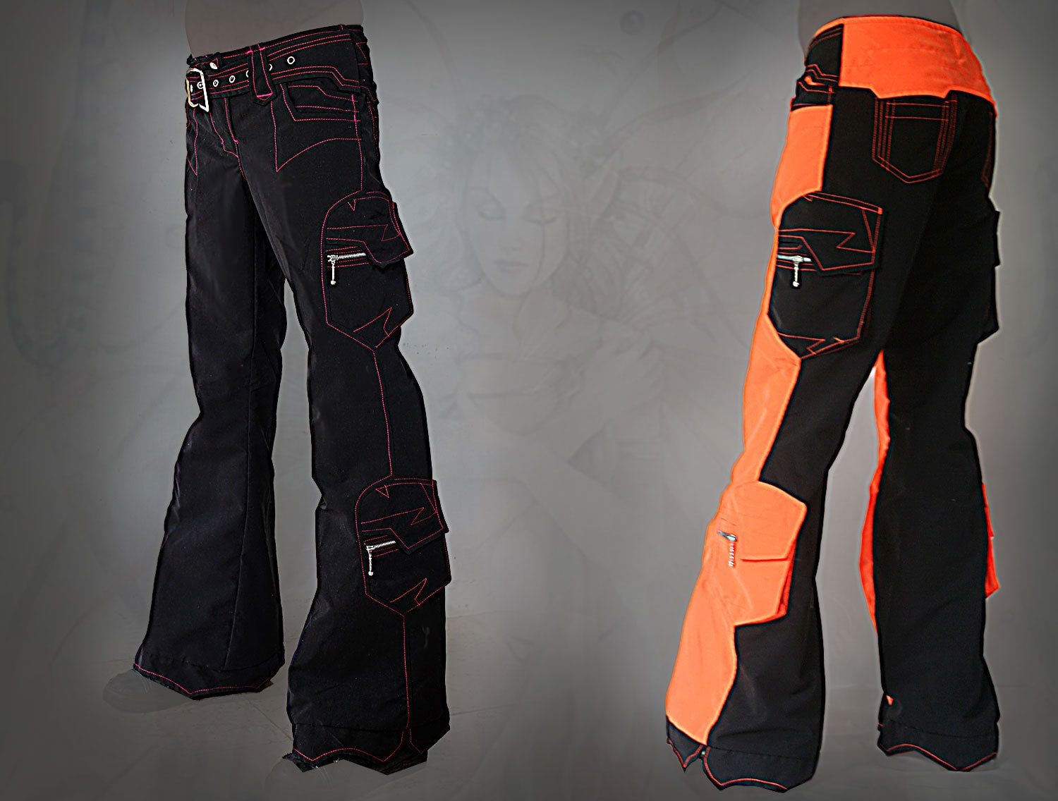 Black and orange cargo pants best sale