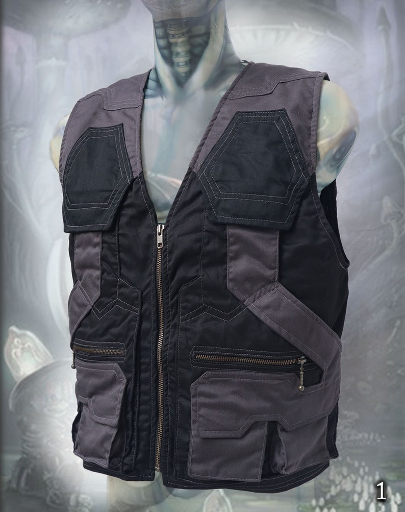 Tectonic Vest men utility multipocket tactical travel cargo adventure vest 1. Black - Grey