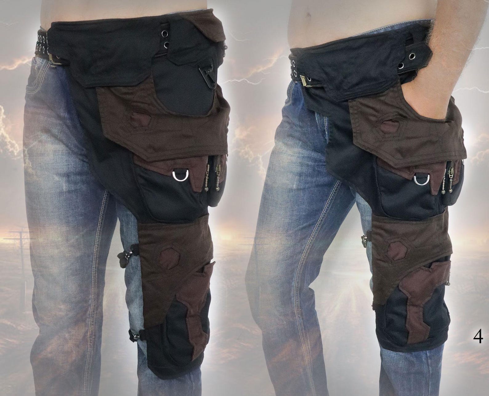 Skyrocker Belt Bag ~ One Leg Cargo Pocket Chaps Apocalyptic Festival - Etsy