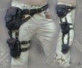 Trail Tracker Belt - triple one leg pocket grip belt - cosplay steampunk style extension hip waist pocket thigh bags belt