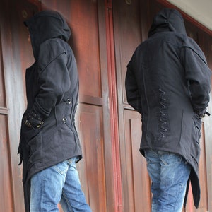 Saracen Jacket ~ black hooded medieval post apocalyptic assassin