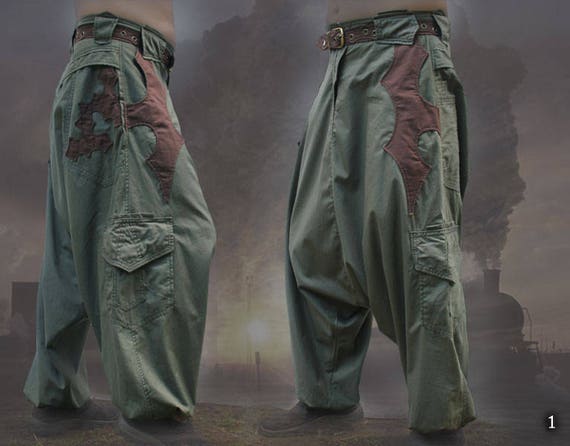 Nizari Pants ~ cargo pocket goa tribal festival baggy aladdin harem trousers