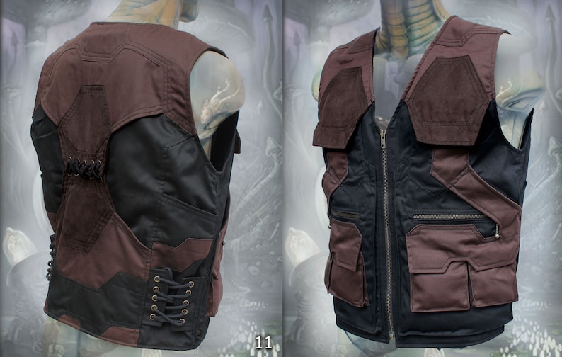 Tectonic Vest men utility multipocket tactical travel cargo adventure vest 11 Black -dark Brown