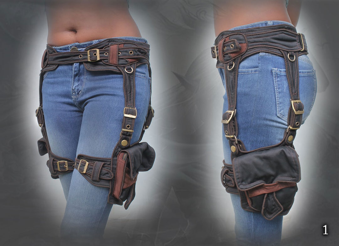 Ganesh Single Pocket Belt with Leg Strap, Steampunk