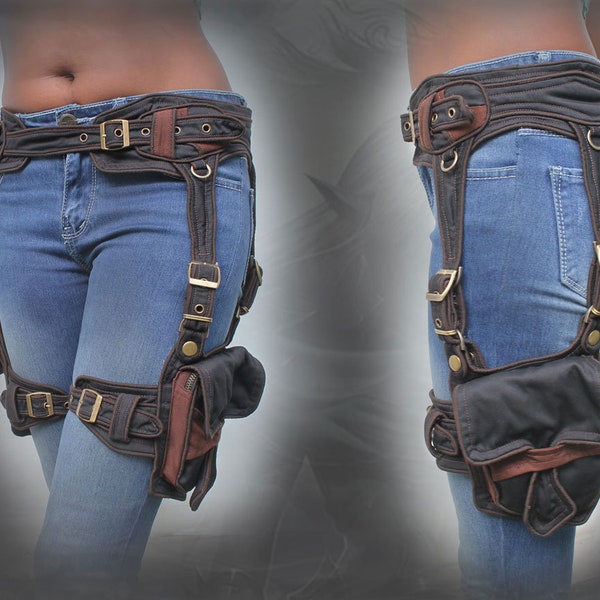 Psy Raider Belt - Garter thigh cargo pocket Leg bag festival steampunk Belt