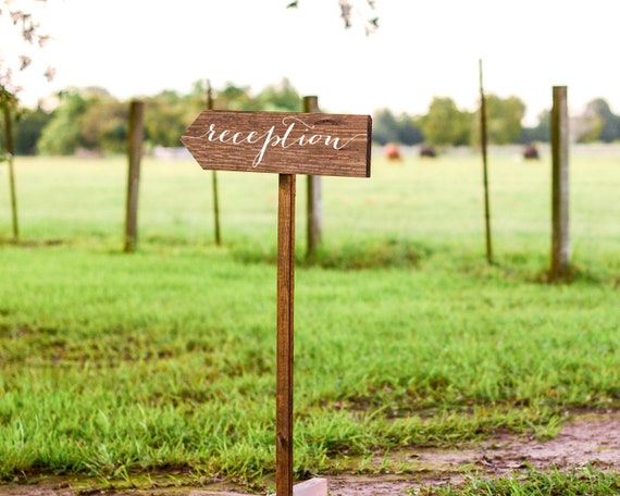Parking Arrow Sign With Stake Wedding, Wooden Arrow Signs Wedding