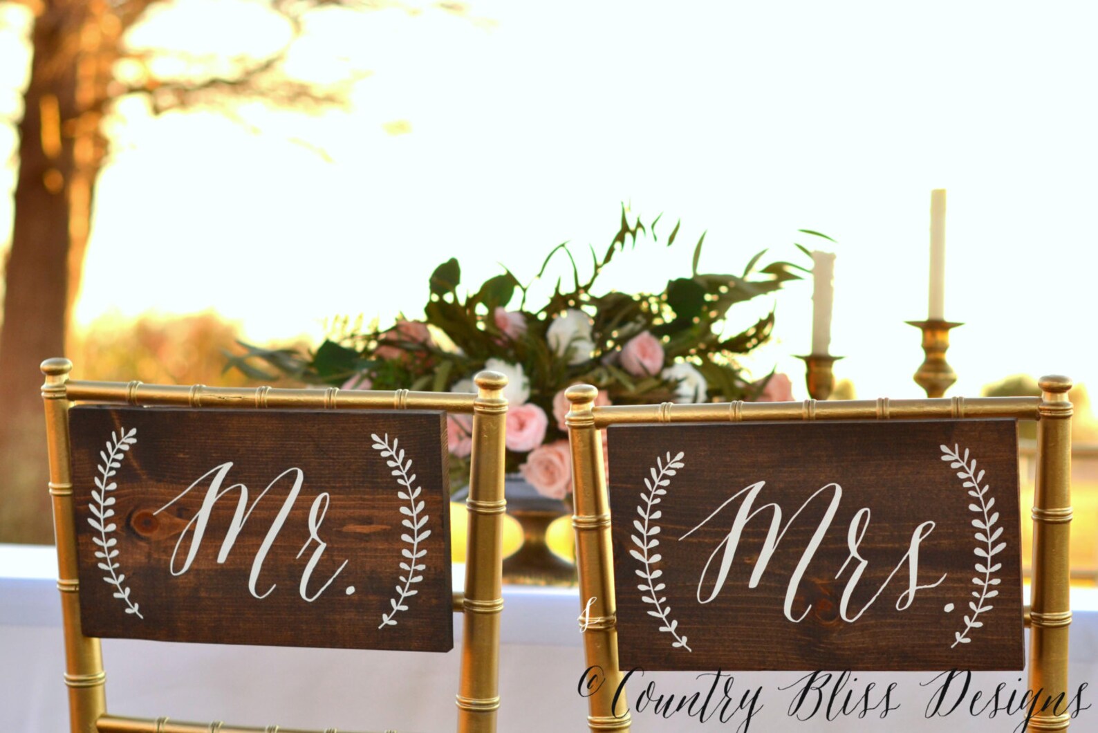 Wedding Chair Signs Mr and Mrs Chair Signs Bride Groom Chair | Etsy