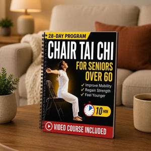 Chair Tai Chi for Seniors Over 60 | 28-Day Seated Exercise Program | Spiral Bound Tai Chi Book for Beginners | Balance, Mobility