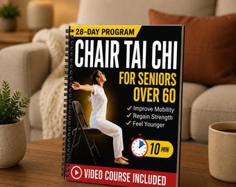 Chair Tai Chi for Seniors Over 60 | 28-Day Seated Exercise Program | Spiral Bound Tai Chi Book for Beginners | Balance, Mobility