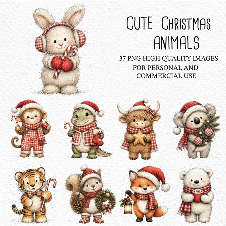 Cute Christmas Animals Png, Santa Claus Png, Christmas Png, Animals Png ...