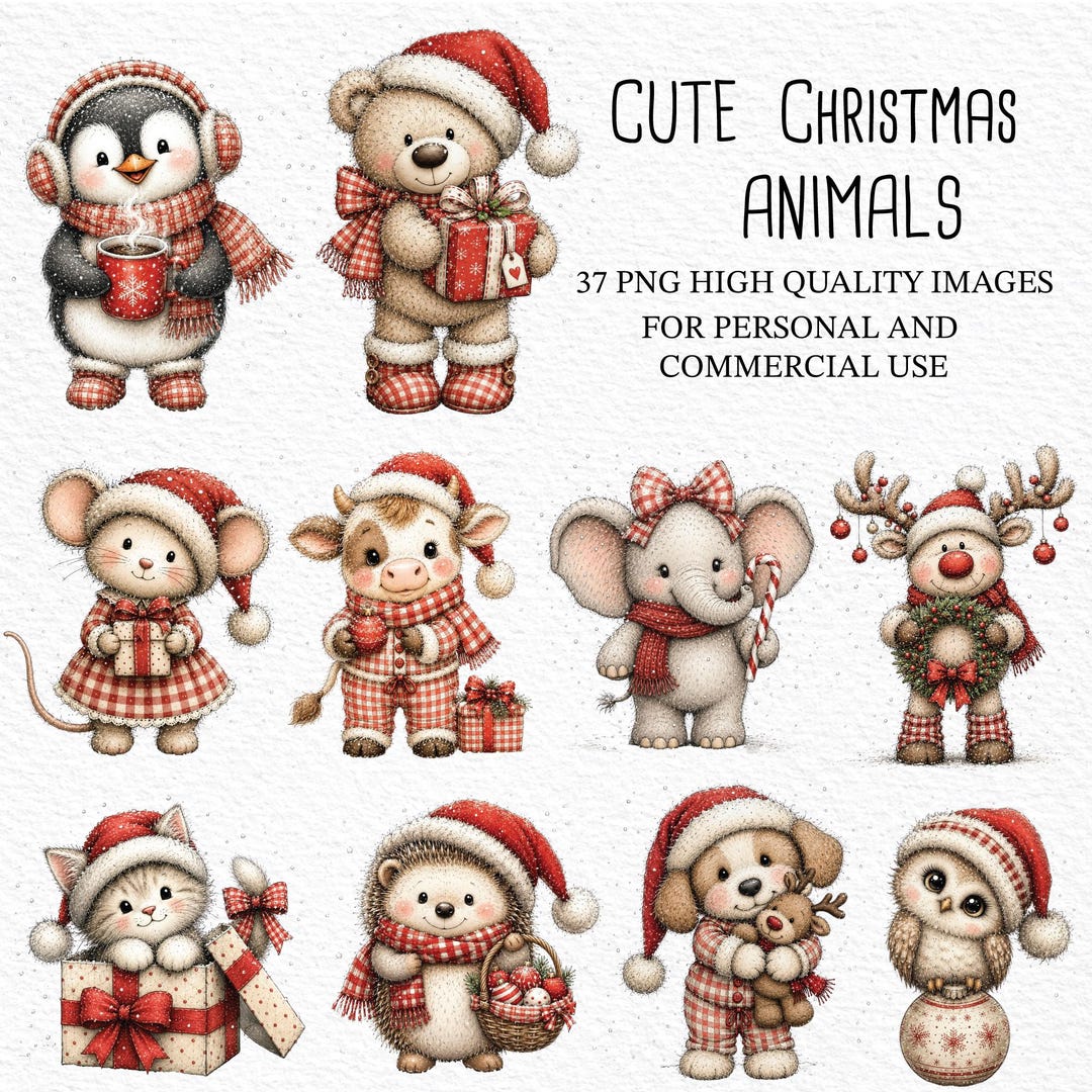 Cute Christmas Animals Png, Santa Claus Png, Christmas Png, Animals Png ...
