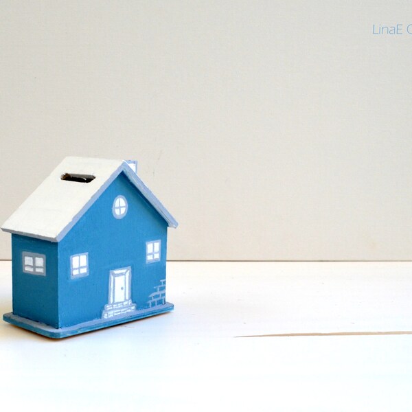 Boîte d'argent de contreplaqué peint à la main, cabine téléphonique, printemps été home déco