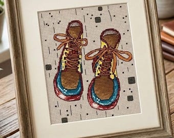 Sneakers Cross Stitch Pattern, Pastel Shoes Embroidery Chart (PDF Download)
