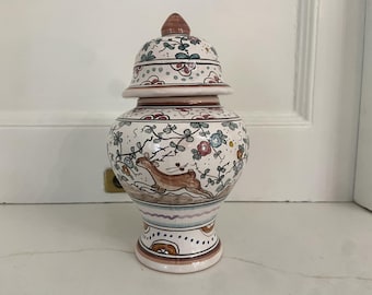Vintage Conimbriga Portugal Hand Painted Ginger Jar