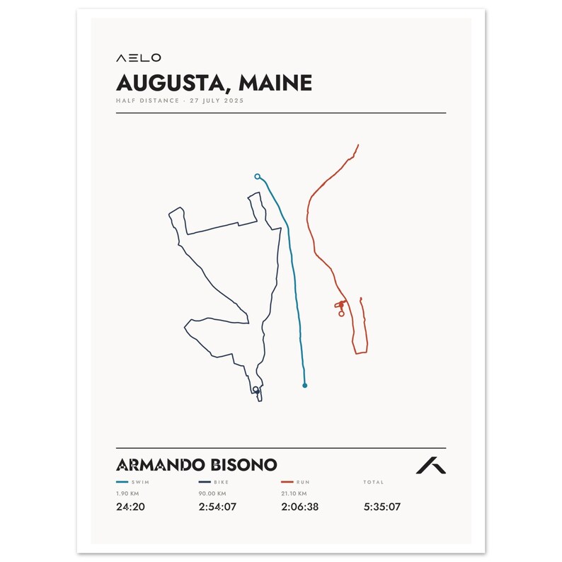 Custom Half Distance Triathlon Poster | Your Strava Route | Personalized Swim Bike Run Finisher Gift image 6
