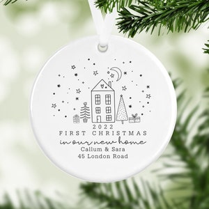 Personalised First Christmas in our New Home Bauble, Ceramic Xmas Tree Decoration, Couple Christmas Keepsake, First Christmas New Home image 4