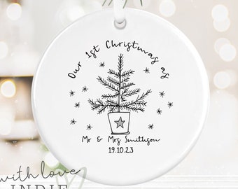 Personalised 1st Christmas Married Decoration, Gift For Newly Weds, First Christmas Married Bauble