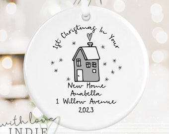 Personalised First Christmas in Your New Home Bauble, Ceramic Xmas Tree Decoration, Couple Christmas Keepsake, First Christmas New Home