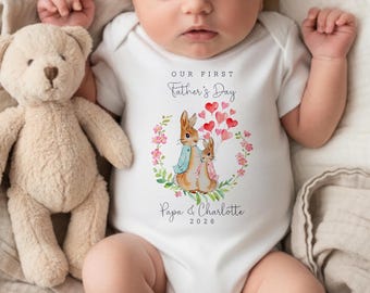 Personalised First Father's Day Baby Sleepsuit New Dad Gift from Son or Daughter