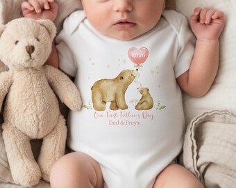 Personalised First Father's Day Baby Sleepsuit New Dad Gift from Son or Daughter