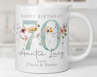 Personalised Age Mug & Coaster Set, 30th 40th 50th 60th 70th 80th 90th 100th Birthday Gift, Best Friend Gift, Gift for Her