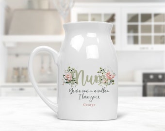 Mum You're One In A Million Ceramic Small Vase / Jug, Mother's Day Gift, Mum Birthday Gift, Gift For Mum, Gift For Her