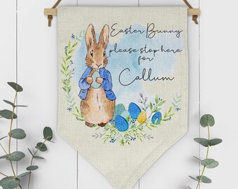 Personalised Easter Bunny Please Stop Here Sign - Pennant