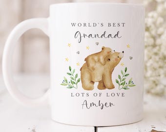 Personalised World's Best Grandad Mug and Coaster Set, Father's Day Birthday Gift