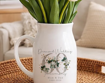 Personalised Wedding Anniversary Ceramic Vase Gift 60th 50th 40th 30th 25th 20th