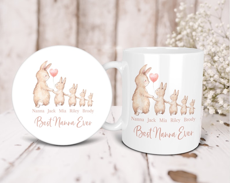 Best Nana Ever Mug & Coaster Gift, Personalised Mother's Day Gift For Grandma, Gift For Granny, Gran, Nanna, Nanny, Gift image 2