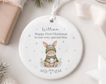 Personalised First Christmas Son | Daughter Christmas Ornament: Ceramic Bauble Keepsake, Gift From Parents