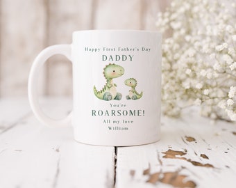 First Father's Day Personalised Mug & Coaster, Gift For Fathers Day, First Time Dad, Grandad, New Grandad Gift, 1st Fathers Day, Dad Mug,