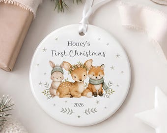 Personalised Baby's First Christmas Decoration, Baby's First Christmas Keepsake Bauble Ceramic Ornament, Baby's 1st Xmas Bauble, Baby Gift